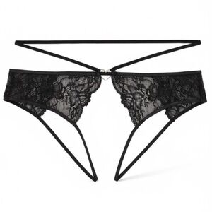 Adore Me Panty Sz 2XL 1043 Danielle Black Strappy Lace Sexy Feminine